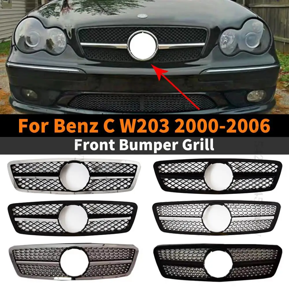 

Передняя решетка впускного отверстия Racing Grill для Mercedes Benz C class W203 2000-2006 200K Sport Tuning Perfect Match Hood Mesh Body Kit Trim