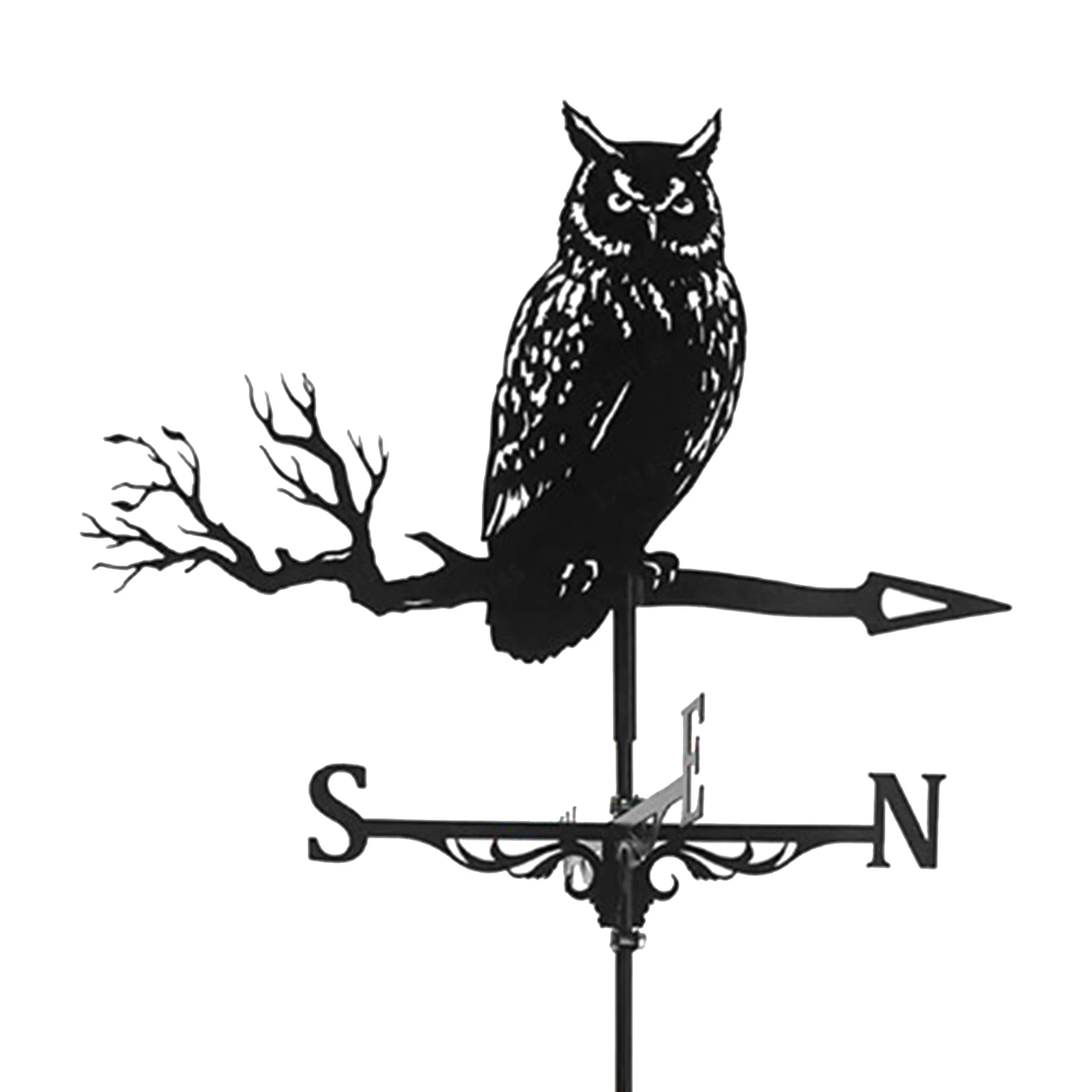 Iron Black Owl Shape Weathervane Weather Vane Outdoor Scene Decor Ornament