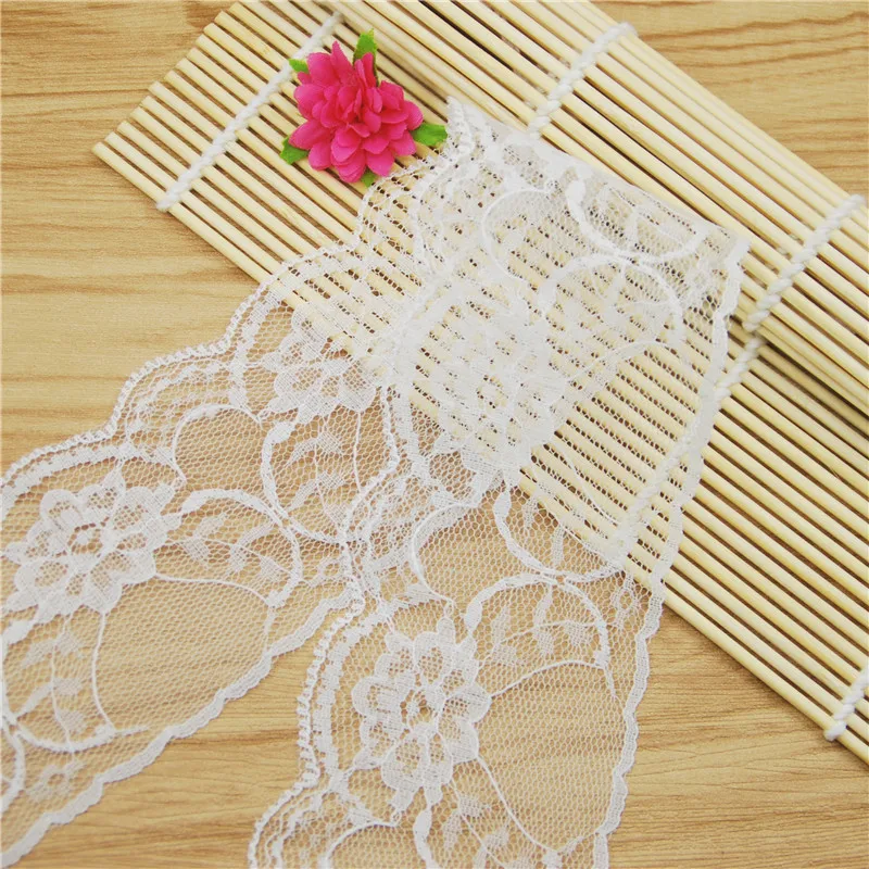 60mm Polyester Lace Trim White Fabric Sewing Accessories Cloth Wedding Dress Decoration Ribbon Craft Supplies 50yards L2025