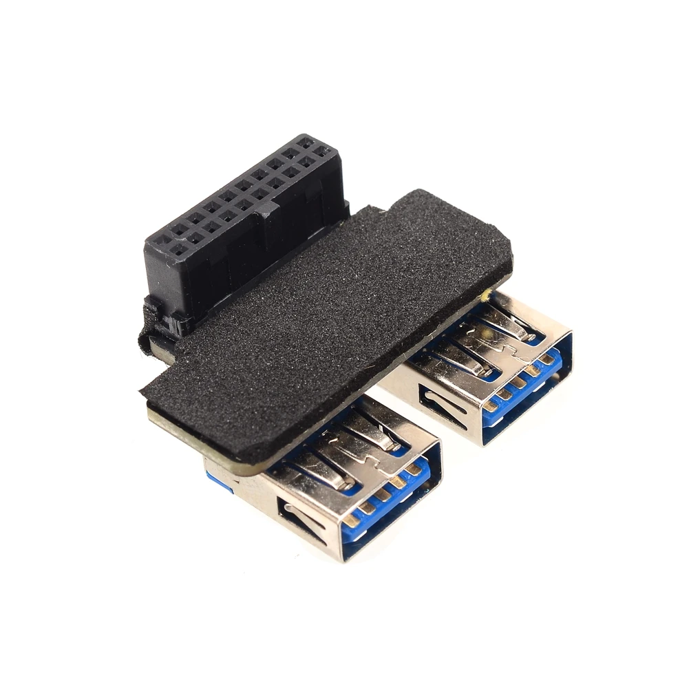 Adaptador de placa base de escritorio de 20 pines A USB 3,0 Dual, de 19 pines conector hembra/20P A 2 puertos USB 3,0 A lector de tarjetas