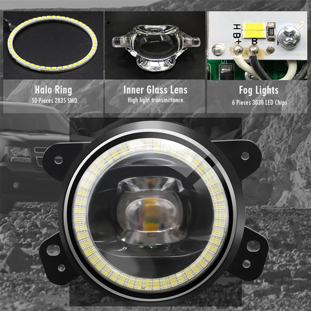 2 X Car Fog Light Assembly LED Angel Eye Fog Daytime Lamp DRL For Chrysler 300 2005-2010 (Only Fit Touring or Limited Models)