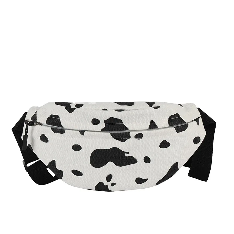 Hot Sale Cow Print Canvas Small Chest Bag Leisure Original Design Fashion Messenger Bag Women\'s Shoulder Bag Mobile Phone Purse