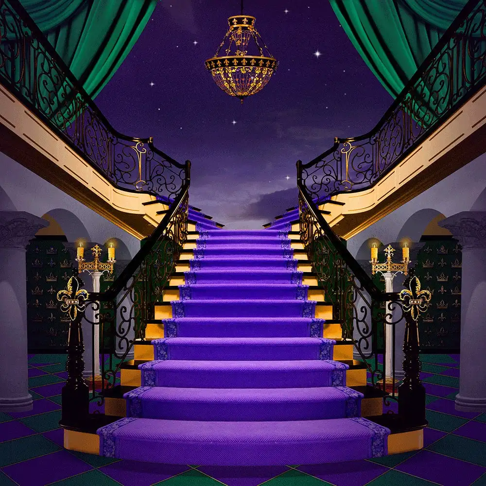 

Mardi Gras staircase Masquerade curtains Palace backdrop Vinyl cloth High quality Computer print party background