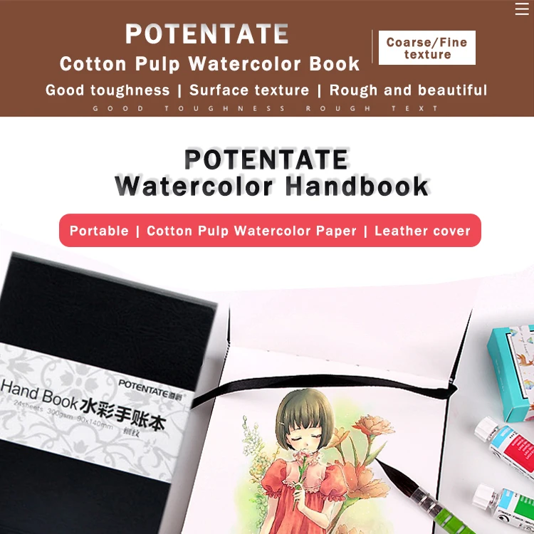 POTENTATE 300 g/m2 24 Blatt Aquarell-Handkontobuch/Pad/Papier-Skizzen-Notizbuch, Wasserfarben-Handbuch, Kunst-Zeichenbuch/Papier – Detail 3