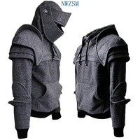 2019 Winter Mens Medieval Style Hoodies Gothic Long Sleeve Men Sweatshirts Halloween Cosplay Costume Duncan Armored Knight Garb