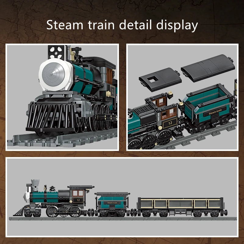 JIESTAR In Stock MOC Classic Steam Train Series Freight Train Building Blocks DIY Children Boys And Girls Toy Birthday Gifts