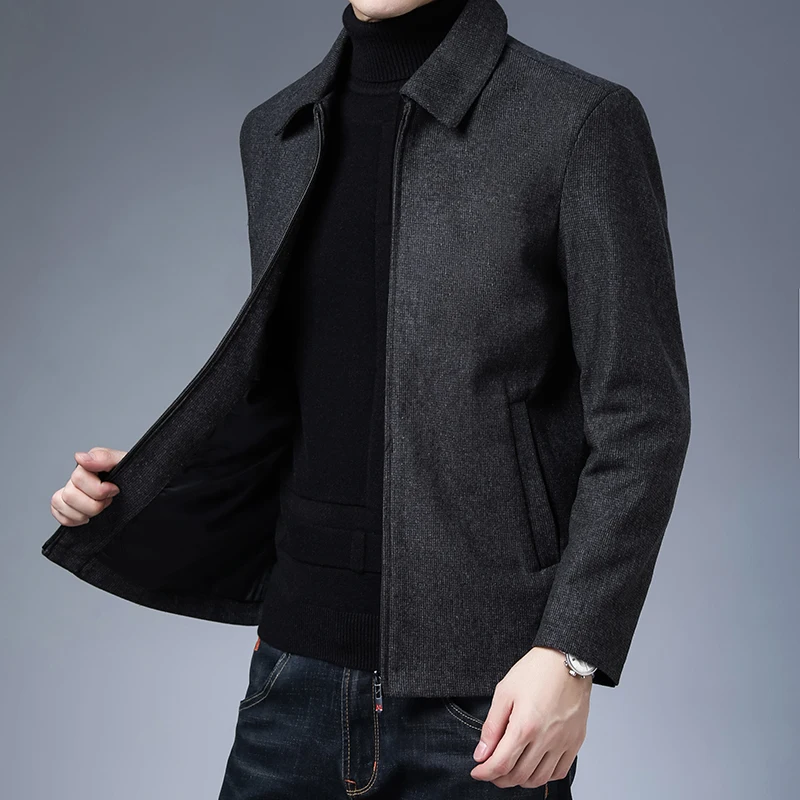 Alta qualità nuovo marchio Casual moda risvolto autunno inverno cappotto da uomo 2023 abbigliamento uomo giacca moda solido classico giacca a vento