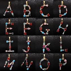 Fashion Copper Micro inlay Cubic Zirconia 26 Letters Initial Pendant For Women Alphabet DIY Pendants Friends Family Gifts