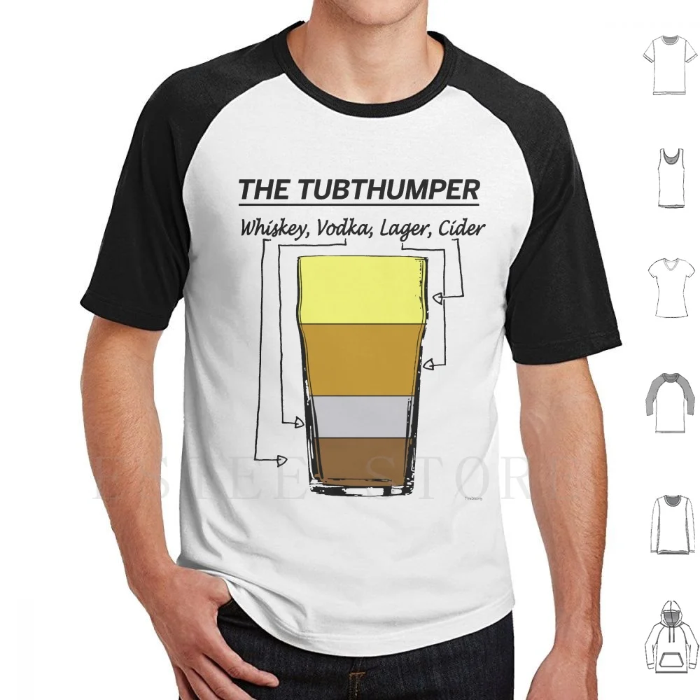 The Tubthumper T Shirt Men Cotton 6xl Tubthumping Chumbawamba Whiskey Vodka Cider Lager He Drinks A Drink Music I Get Knocked