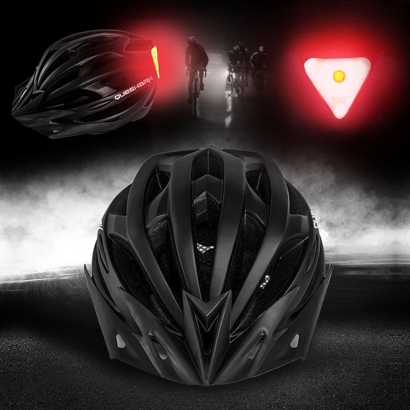 QUESHARK Men Women Ultralight Cycling Helmet Led Taillight MTB Road Bike Bicycle Motorcycle Riding Safely Cap With Sun Visor