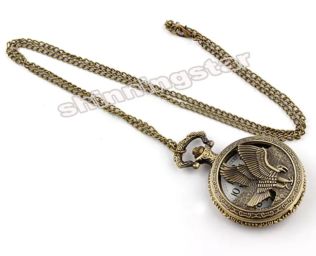 Antique Eagle Bird ควอตซ์นาฬิกาผู้ชายผู้หญิงเด็กสร้อยคอจี้ Fob Chain Steampunk จี้นาฬิกาขายส่ง