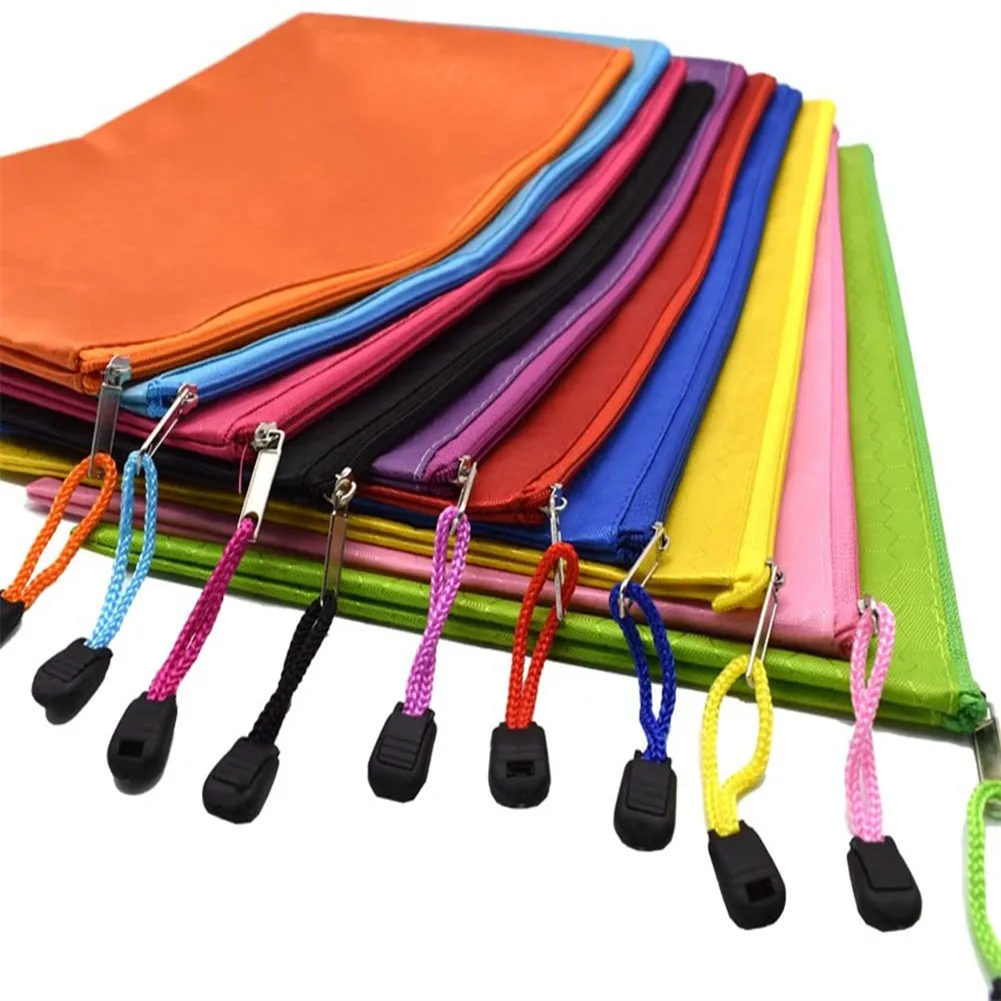 5Pcs A4 Office Document Bags Zip Pouch Football Pattern Plastic Zipper File Bag PVC Waterproof Envelopes Filing Folder Organizer