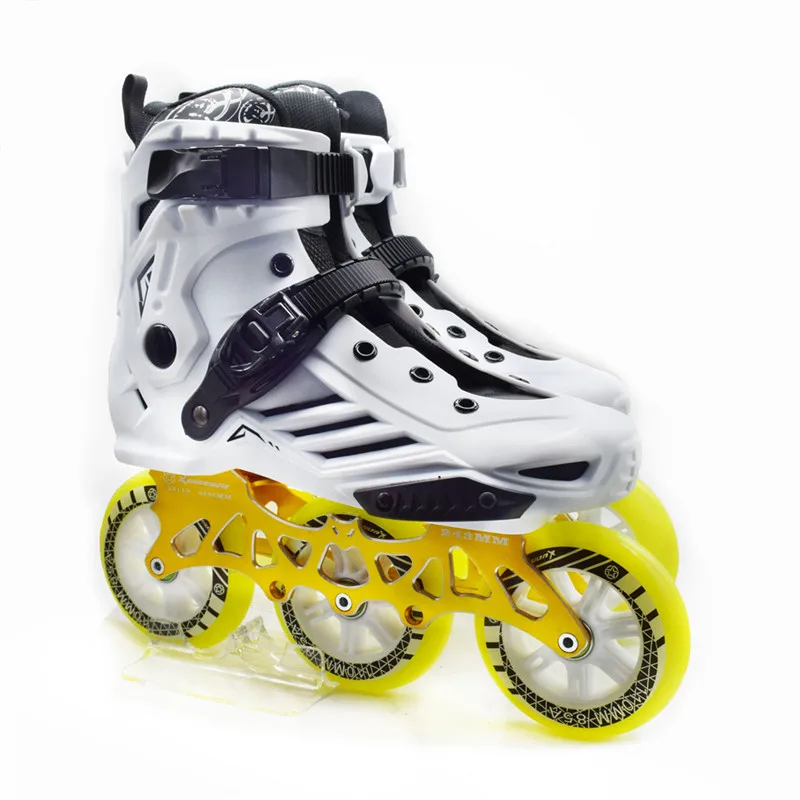 3X110mm adults inline speed skates for 110mm max wheel racing skating shoes with ILQ-9 Bearing CNC alloy 7075 skate frame base