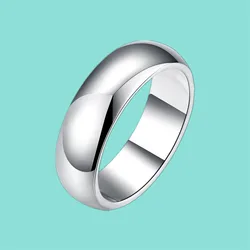 Sterling Silver Smooth Circle Wedding Rings For Women Men Classic Engagement Ring Female Silver 925 Fine Jewelry 2020