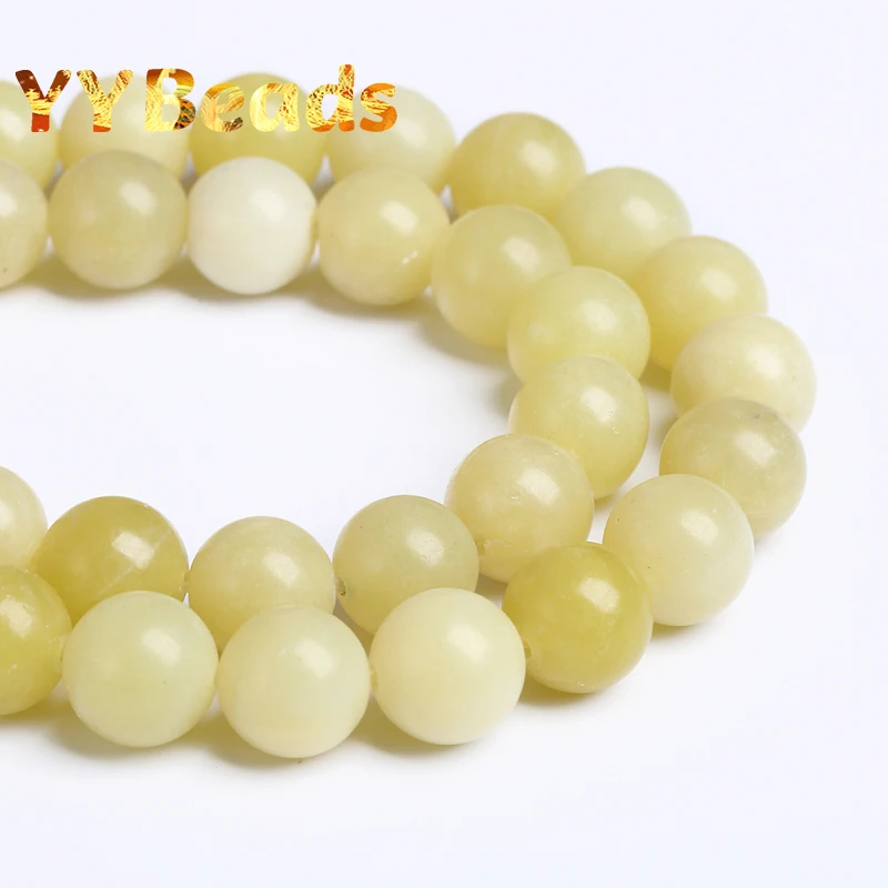 Natural Lemon Yellow Jades Beads Light Yellow Jaspers Round Loose Beads For Jewelry Making Bracelet Women Necklace 4 6 8 10 12mm