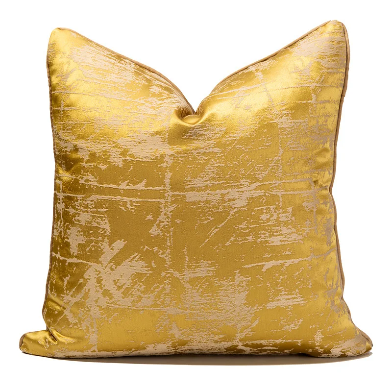 Golden Yellow Single-Sided Printing Pillowcase Polyester Satin Cushion Cover Fashionable And Simple Pastoral Style Pillowcase