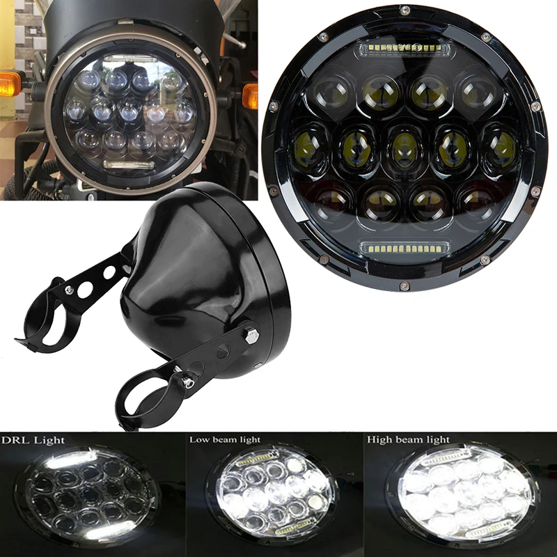 

Free shipping 7inch motorcycle led headlight High/Low Beam 7" LED Headlight With White DRL & Amber 7" housing bucket