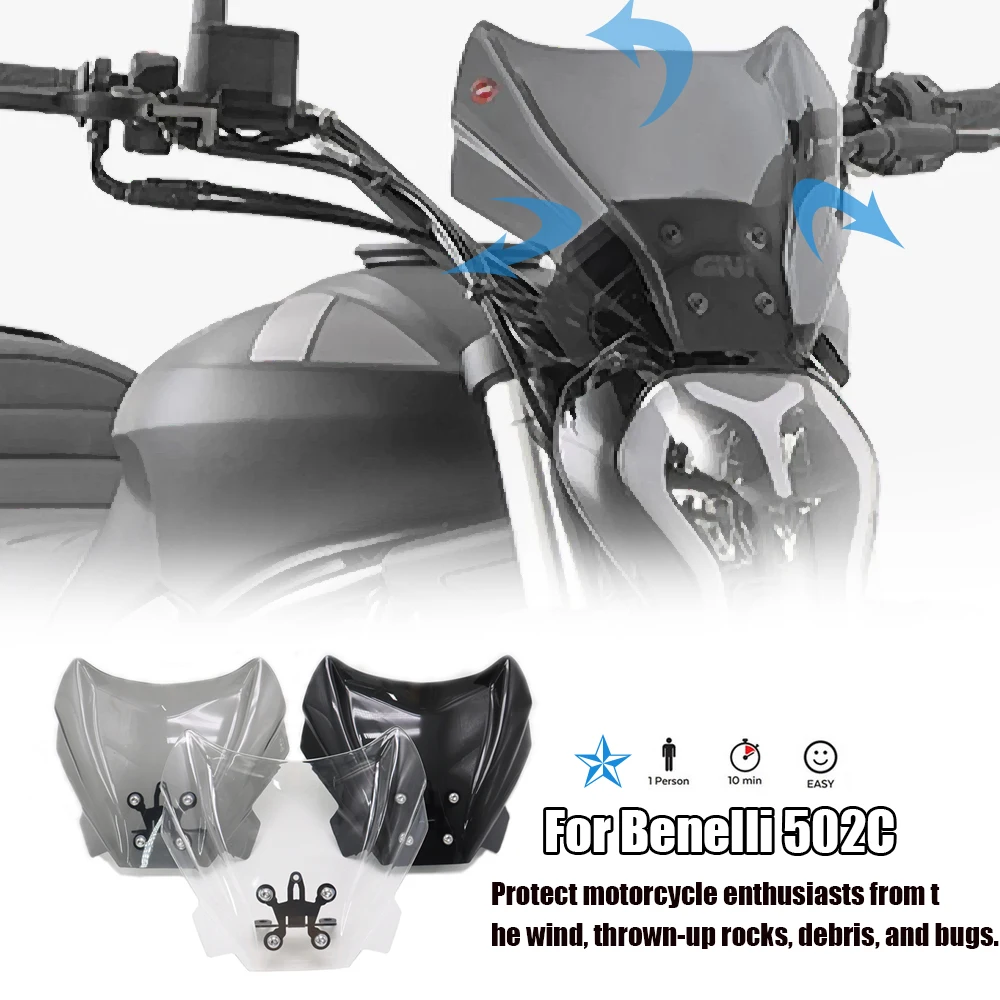 

NEW For Benelli 502 C 502c 502C Motorcycle High Quality Windshield WindScreen 3 colors Screen W/ Bracket Accessories 2019 -