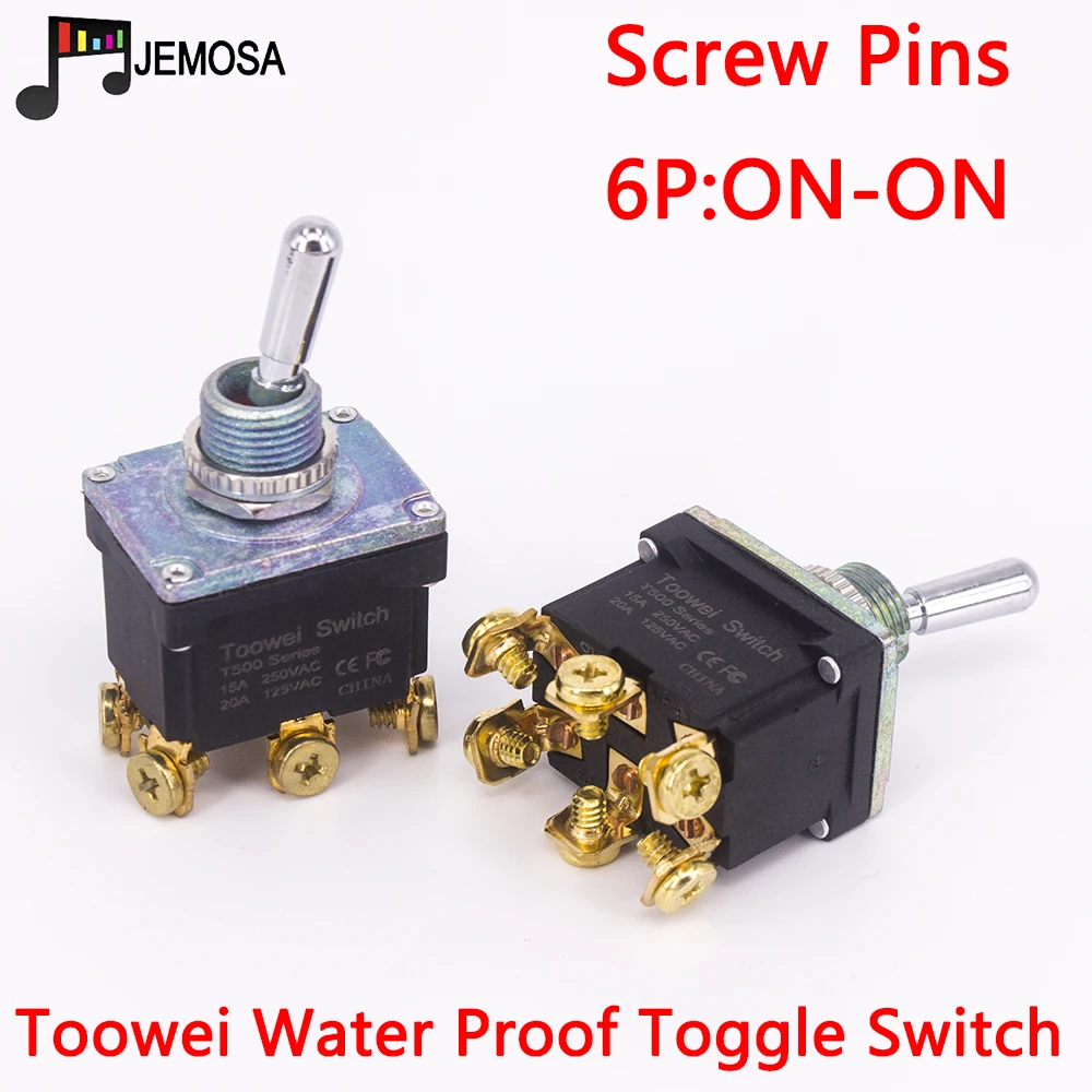 1 قطعة Toowei 6 دبابيس للماء تبديل التبديل على على 15A 250V/ 20A 125V SPST/الجمعية حفرة 12 مللي متر المسمار الاتصال AC الطاقة التبديل