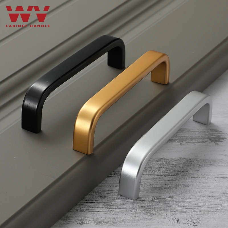 WV Aluminum Alloy Kitchen Cabinet Door Handles Silver Black Gold 96MM 320MM Door Straight Handles Pulls Knobs Furniture Hardware