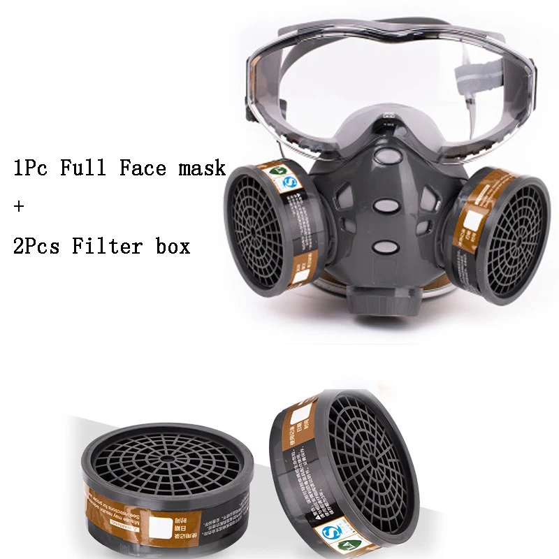 Anti-Dust Full Mask With Glasses Safety Spray Paint Chemical Pesticide Decoration Formaldehyde With Replace Filter Respirator