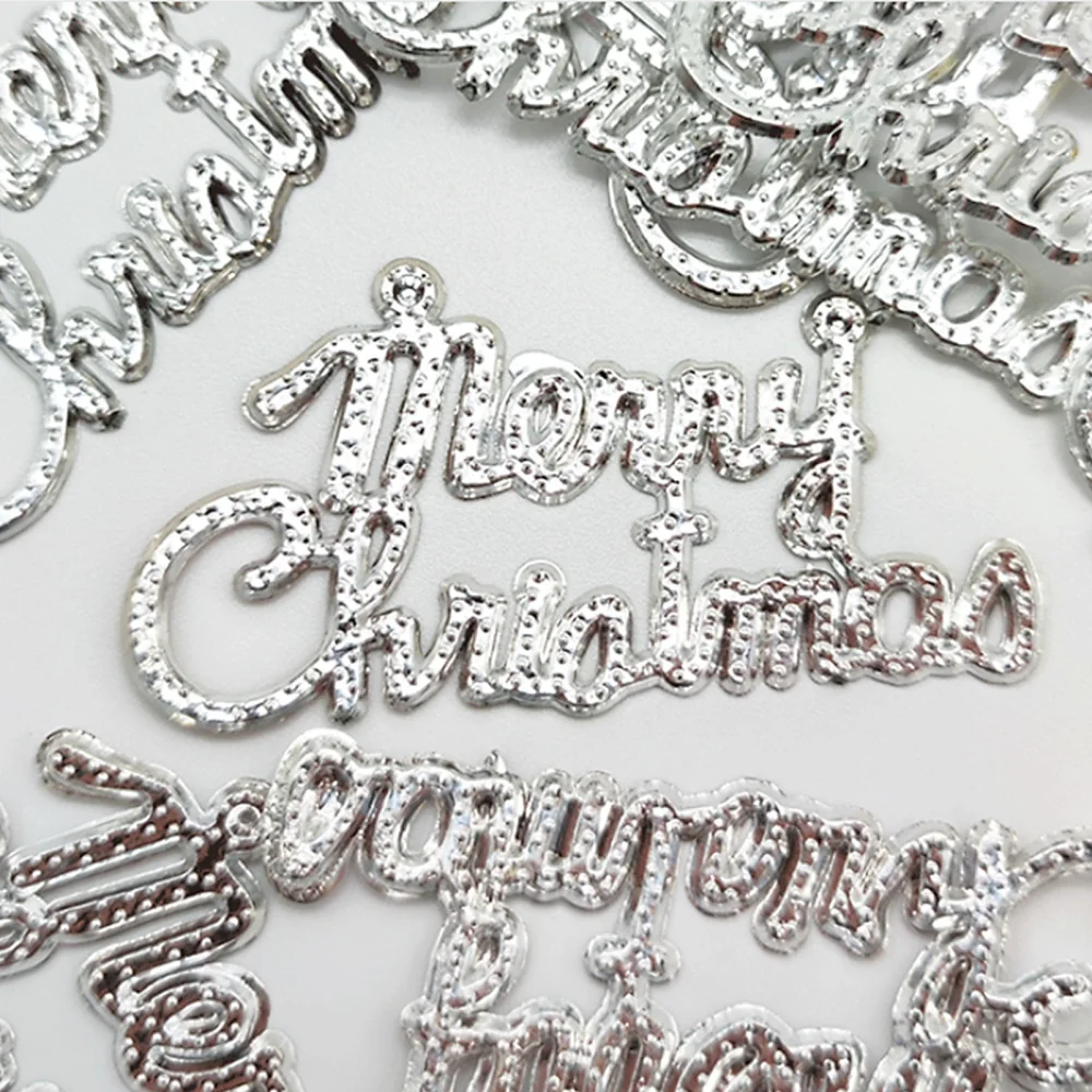 

Home Party Decor Christmas Letters Holiday Decorations Crafts Silver Plastic Gold 7 X 4cm Festival Supplies Mini Tag Pendant