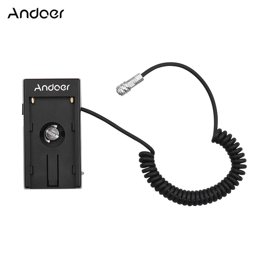 Andoer Blackmagic Cinema Camera BMPCC 4K Power Supply Mount Plate Adapter with Spring Cable for Sony NP-F970 F750 F550 Battery