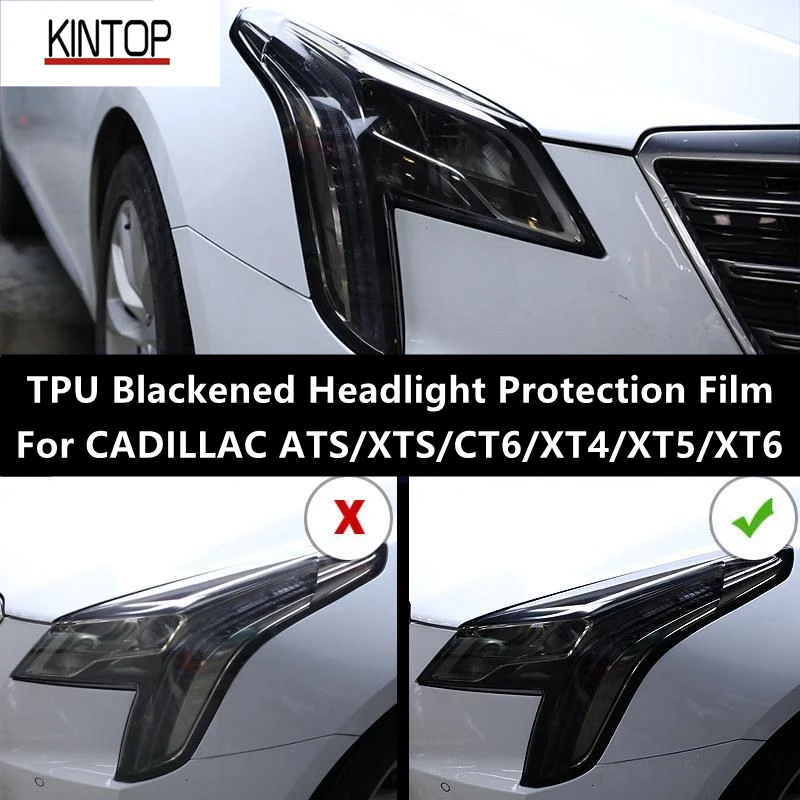 

For CADILLAC ATS/XTS/CT6/XT4/XT5/XT6 TPU Blackened Headlight Protective Film, Headlight Protection,Film Modification