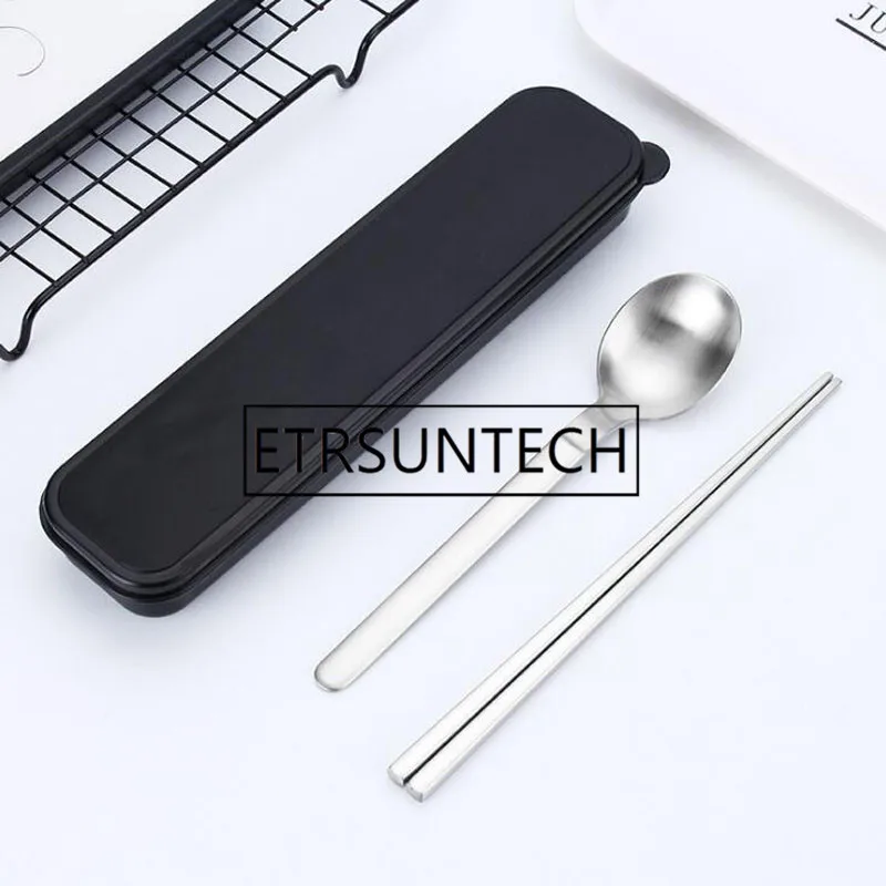 50sets Stainless Steel Spoon Chopsticks Travel Outdoor Camping Cutlery Tools Portable Tableware