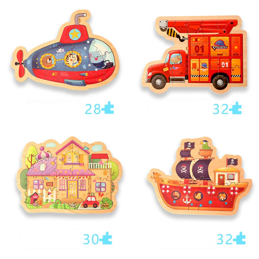 Wooden Puzzle Toys Kids Children Baby Cartoon submarine/house Puzzle Montessori Educational Early Learning Jigsaw Gift hot sale