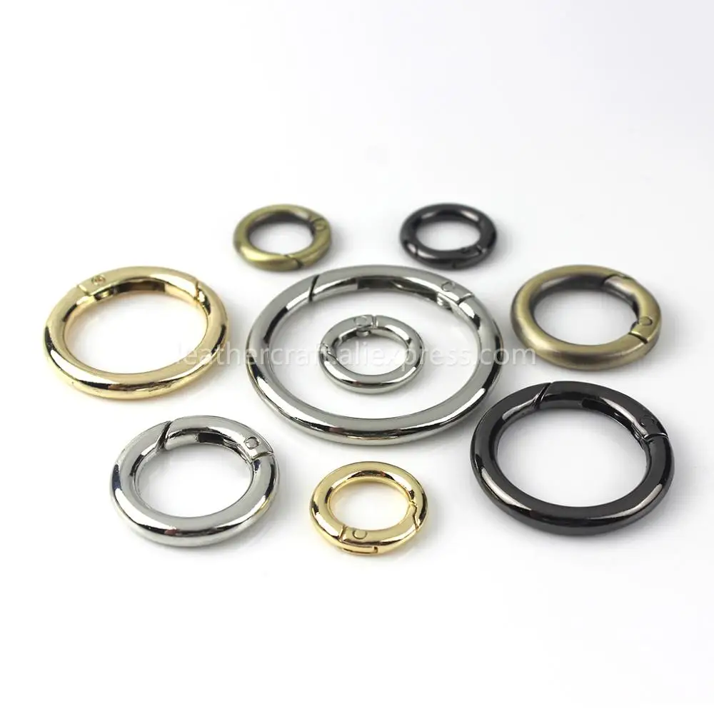 Metal Spring Gate O Ring Openable Keyring Leather Craft Bag Belt Strap Buckle Trigger Snap Clasp Clip Connector DIY Accessory