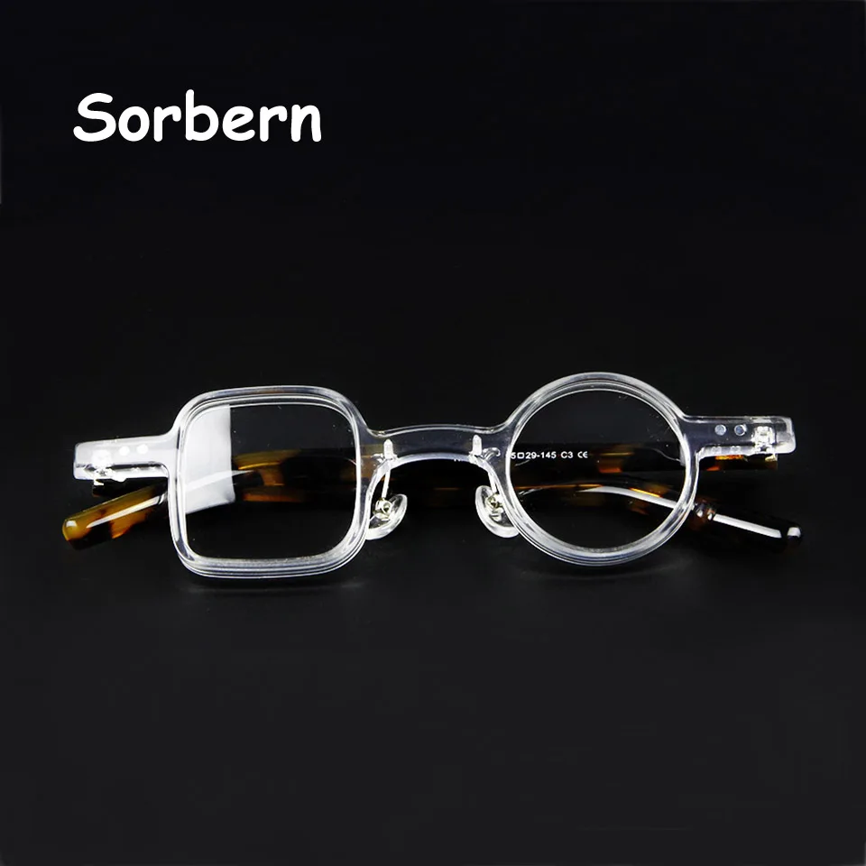 

Vintage Acetate Small Round Glasses Optical Irregular Square Frame Men Women Retro Clear Eyewear Frame Prescription Eyeglasses