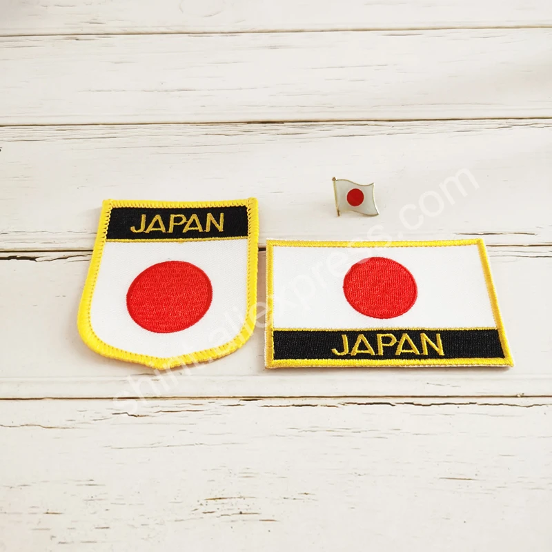 Japan National Flag Embroidery Patches Badge Shield And Square Shape Pin One Set On The Cloth Armband Backpack Decoration Gifts