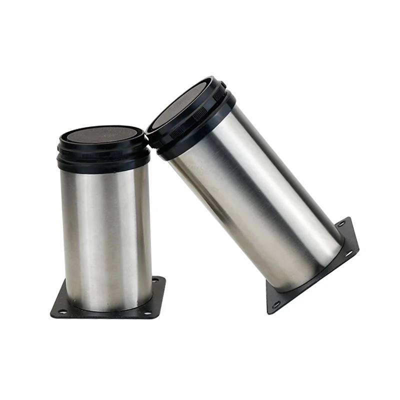 4 pezzi 50mm-200mm mobili regolabili tubi tondi gambe mobili in acciaio inox gambe mobili tavolo divano letto piedi