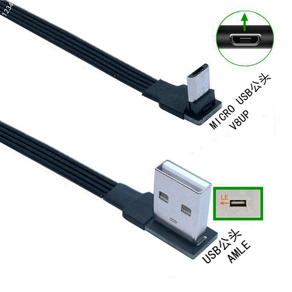 Кабель Micro USB, зарядное устройство, USB-шнур, колено 90 градусов, нейлоновый плетеный кабель для передачи данных для телефона Android