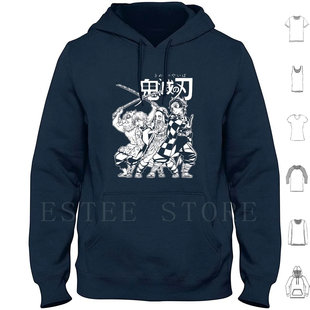 Demon Killer Sudaderas con capucha de manga larga Kimetsu No Yaiba Demon Tanjiro 9 Pilars Nezuko Inosuke