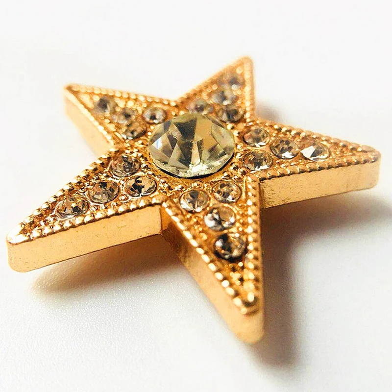 27mm Five Point Star Pentacle Rhinestone Inlaid Rivets Cap Stud Leather Craft Walle Belt Bag Hat Shoe Clothes Trims Accessories