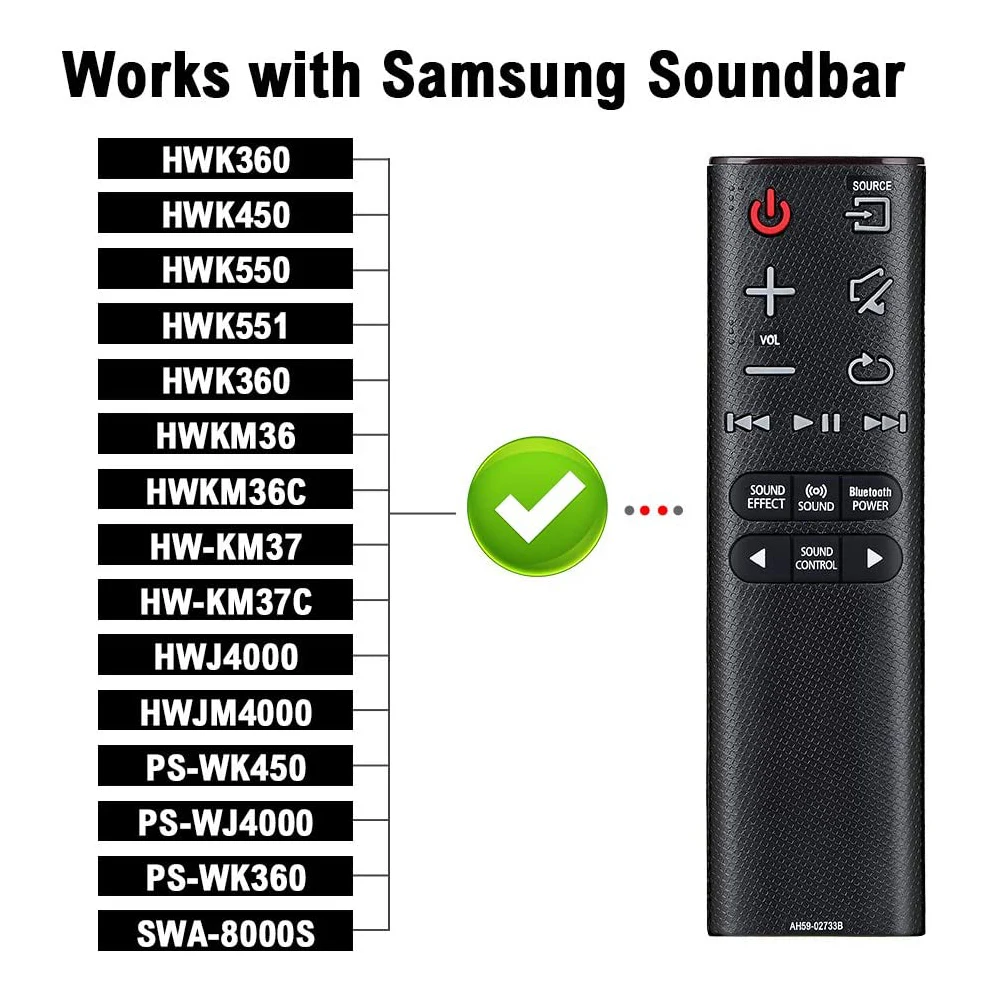 

New Replael AH59-02733B For Samsung Sound Bar System Remote HWJ4000 HWJM4000 HW-J4000 HW-K360 HW-K450 PS-WK450 AH59-02547B