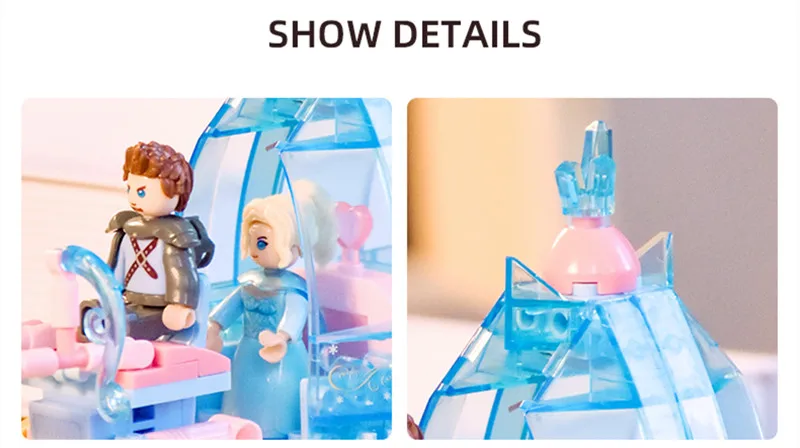 191 Stücke Freunde Eis und Schnee Pferdekutsche Bausteine Sets Geburtstagsgeschenk DIY Kreative Steine Lernspielzeug für Mädchen – Detail 6
