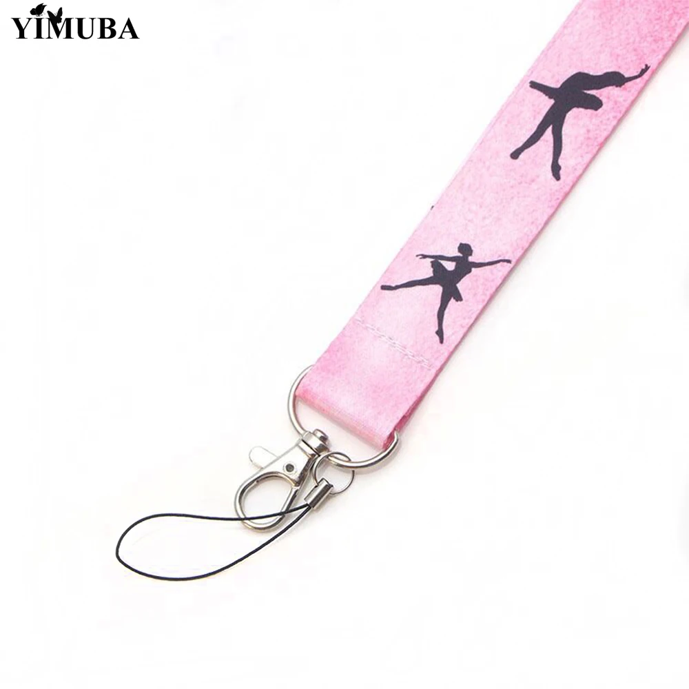 YIMUBA Ballerina Silhouette Lanyard Keychain Multi-function Neck Straps for Keys Cell Phone Badge Holders Gift for Ballet Dancer