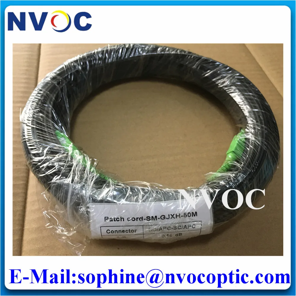 

GJXH FTTH Indoor Drop Fiber Optic Patch Cord 50M with SC/APC Connector,Single Core SM Simplex Two Steel Wires SCAPC Jumper Cable