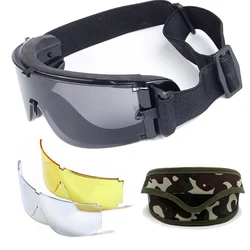 Men Outdoor Sport Goggles Airsoft Hunting Sunglasses X800 Tactical Shooting Glasses 3 Lens