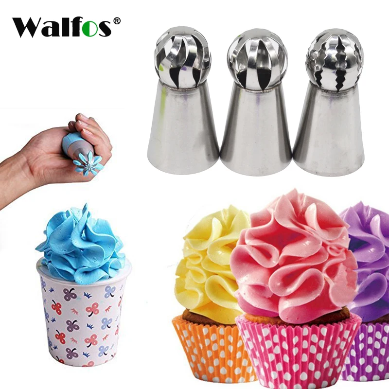 

WALFOS 3pcs/Set Russian Tulip Icing Piping Nozzles Stainless Steel Flower Cream Cupcake Pastry Tips Baking Cake Decorating Tools