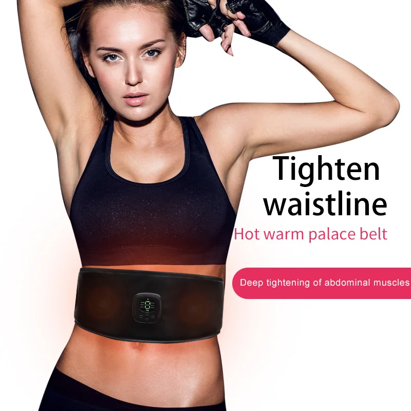 Abdominal Muscle Stimulator Trainer EMS Abs Fitness Equipment Training Gear Heating Slimming Sauna Belt Exercise At Home Gym