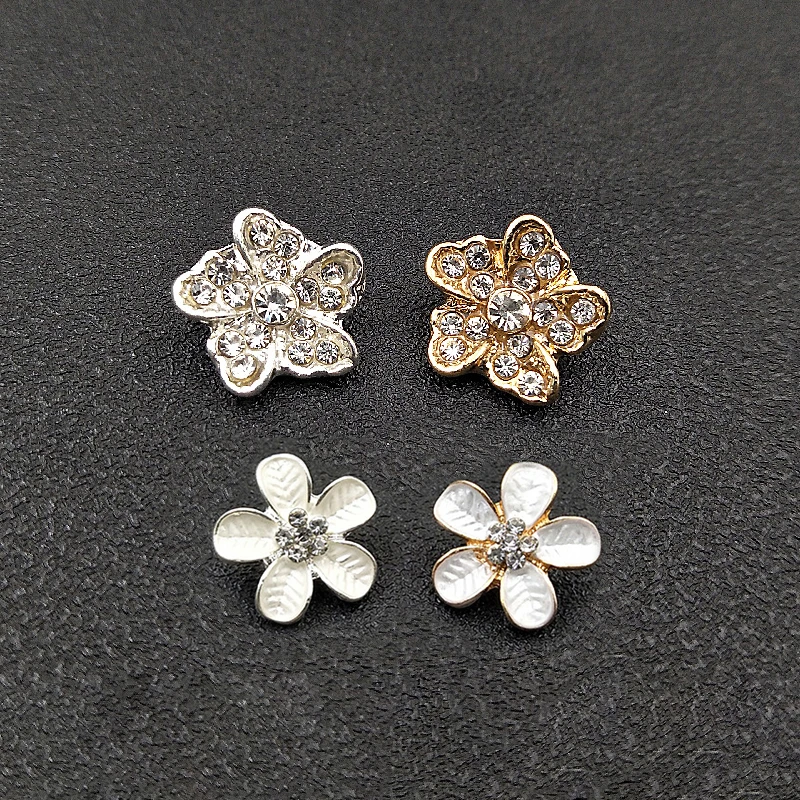 2020New 100Pcs Rhinestones flower Shank button for DIY Wedding and Children Headband Kids Hair Accessories HZ660-HZ699