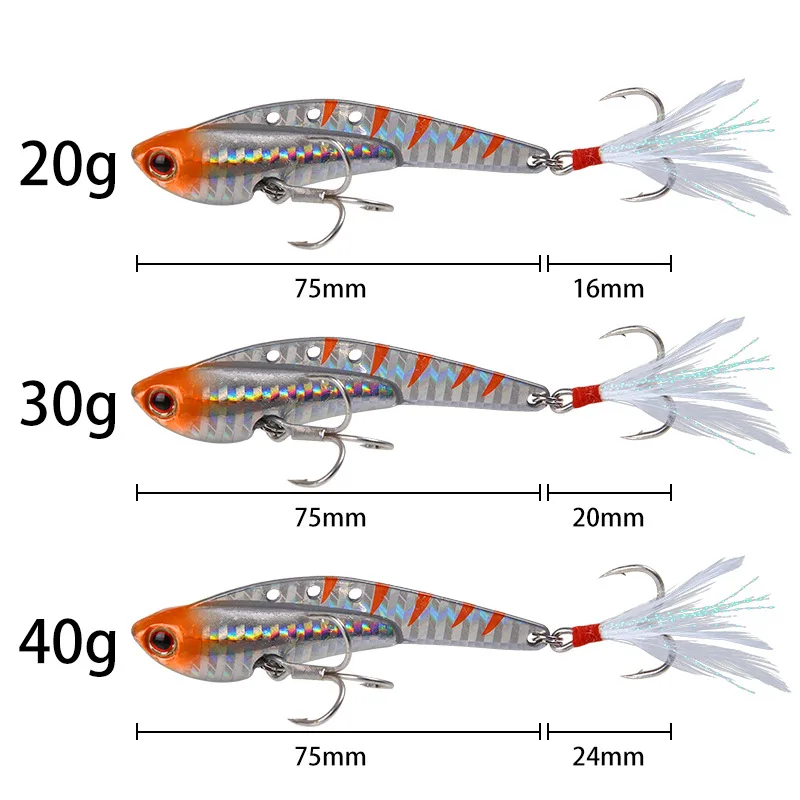 7.5CM Metal Lure Vibration Blade VIB Dragon Tooth Blood Trough Hook Vib Fishing Tackle Crankbait Sinking Vibrations Hard Bait