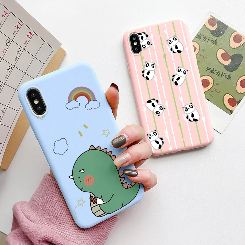 Case for iPhone 11 12 13 Pro Max Mini SE 2020 XR XS Max X 10 6 6S 8 7 Plus Funny Dinosaur Butterfly Flower Frog Rainbow Cover