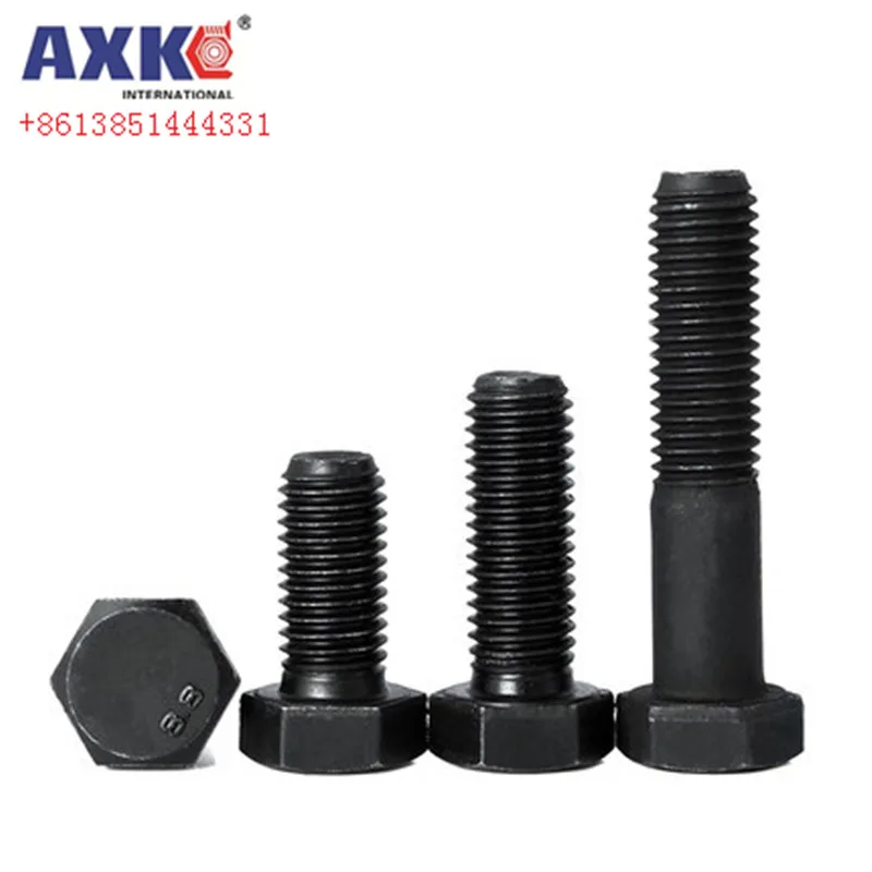 1/10pcs M6 M8 M10 M12 M14 M16 Black Grade 12.9 Alloy Steel Metric Thread GB5783 DIN933 External Hex Hexagon Head Cap Screw Bolt