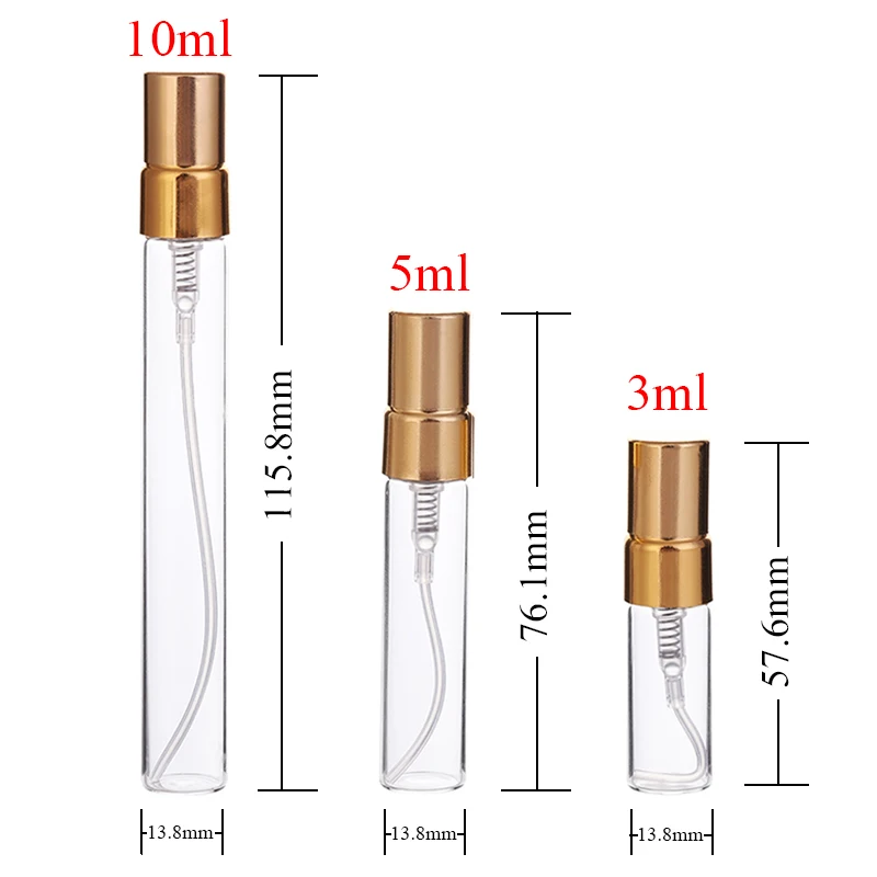 3 Pcs 5ml 10ml Refillable Mini Perfume Spray Bottle Aluminum Spray Atomizer Portable Travel Cosmetic Container Perfume Bottle