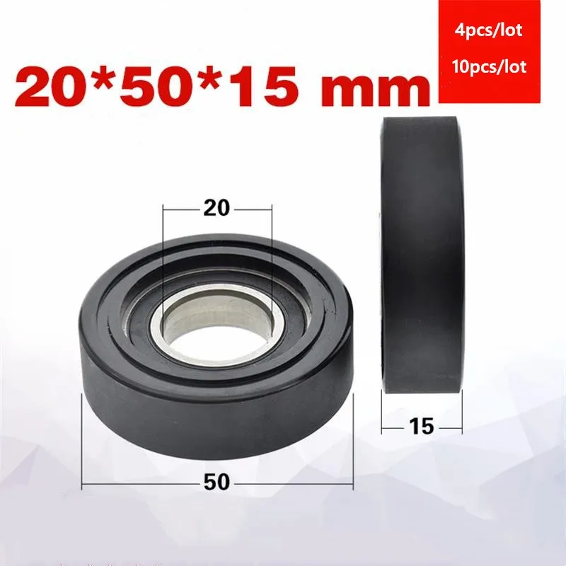 

4pcs/10pcs PU690450-15 20*50*15mm soft rubber PU coated wheel 6904 6904RS low noise roller bearing friction pulley 20x50x15